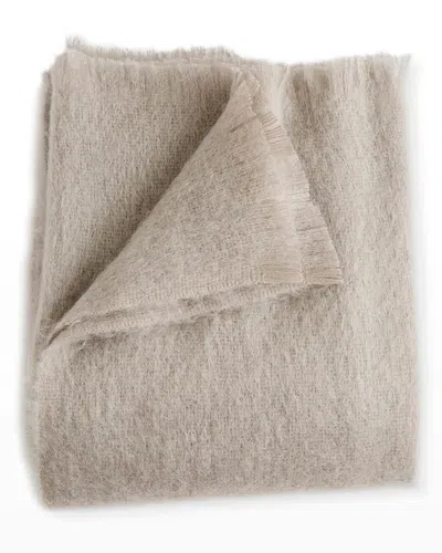 Evangeline Linens Mohair Throw, Ash In Neutral