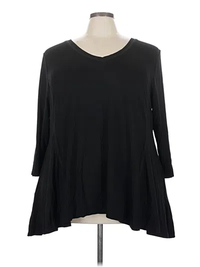 Pre-owned Evans 3/4 Sleeve Top Black V Neck Tops