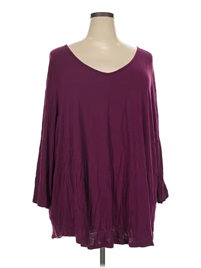 Pre-owned Evans 3/4 Sleeve Top Burgundy Scoop Neck Tops