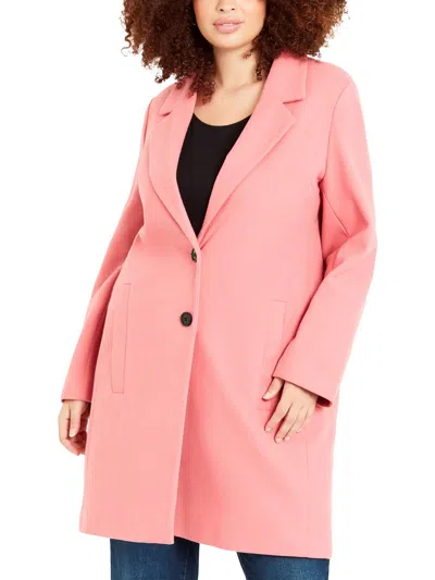 Evans Crombie Womens Knit Midi Walker Coat In Pink