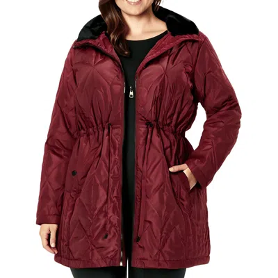 Evans Plus Womens Faux Fur Trim Quilted Puffer Jacket