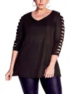 Evans Plus Womens Open Sleeve Polyester Blouse In Pink
