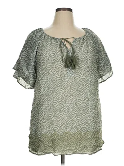 Pre-owned Evans Short Sleeve Blouse In Green