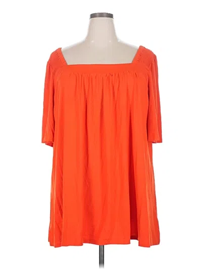 Pre-owned Evans Short Sleeve Blouse In Orange