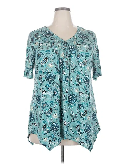 Pre-owned Evans Short Sleeve Blouse In Teal