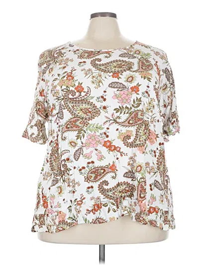 Pre-owned Evans Short Sleeve Blouse In White