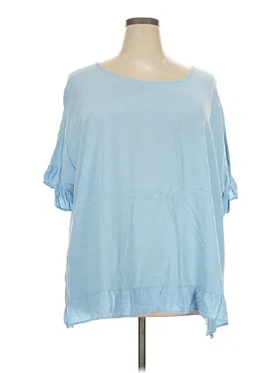 Pre-owned Evans Short Sleeve Top Blue Scoop Neck Tops