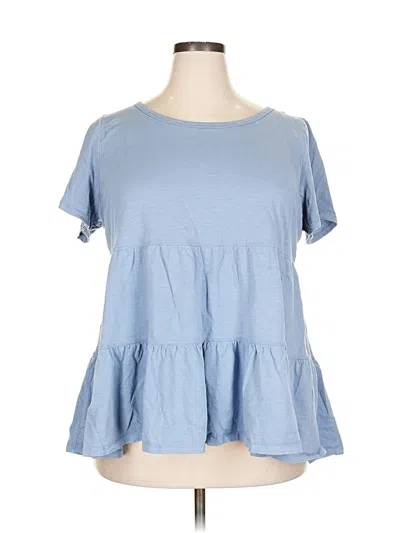 Pre-owned Evans Short Sleeve Top Blue Square Neckline Tops