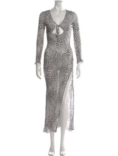Pre-owned Evarae Animal Print Long Dress In Multicolor