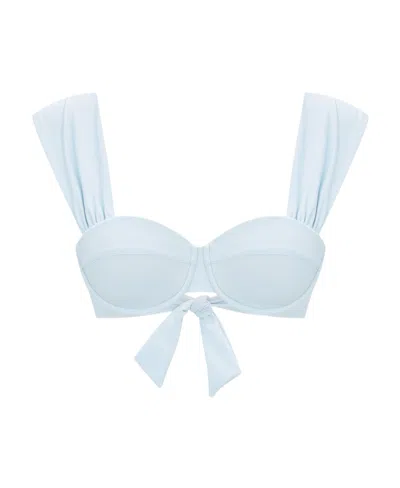 Evarae Bow Bikini Blouse In Blue