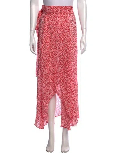 Pre-owned Evarae Floral Print Long Skirt In Pink