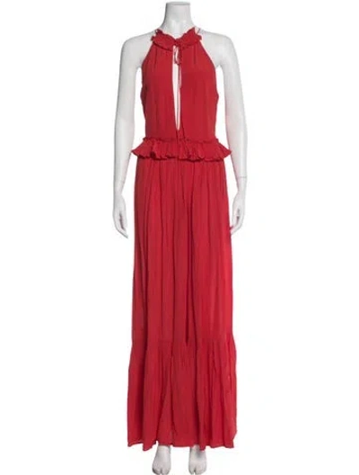 Pre-owned Evarae Halterneck Long Dress In Red