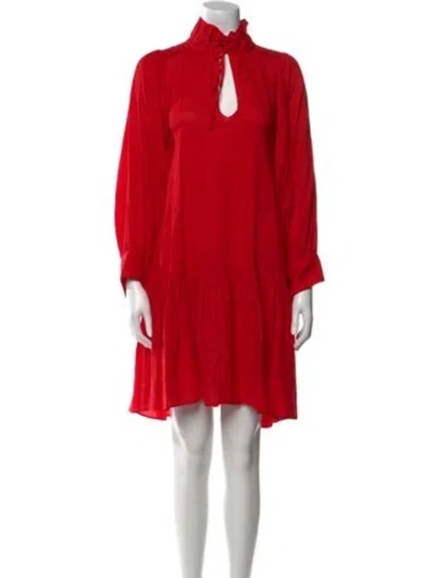 Pre-owned Evarae Mock Neck Mini Dress In Red