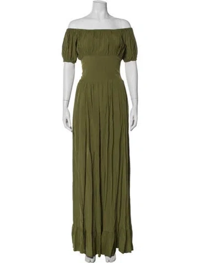 Pre-owned Evarae Off-the-shoulder Long Dress In Green