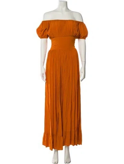 Pre-owned Evarae Off-the-shoulder Long Dress In Orange