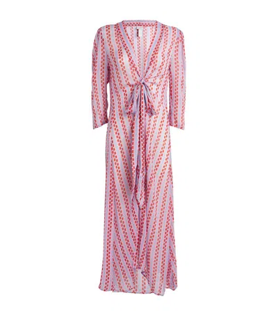 Evarae Patterned Tie-front Maxi Dress In Pink