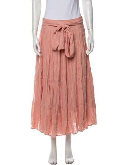 Pre-owned Evarae Pleated Accents Long Skirt In Pink