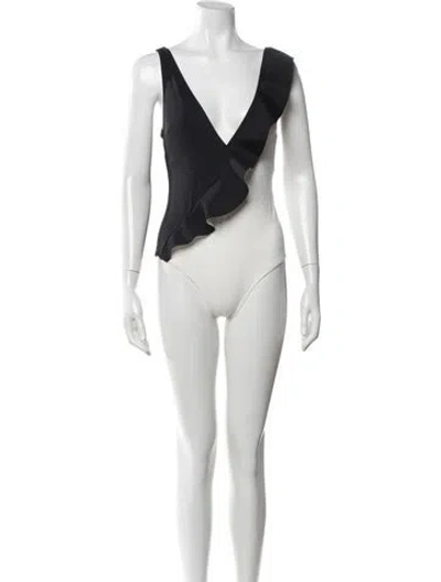 Pre-owned Evarae Ruffle Embellishment One-piece In Black/neutrals