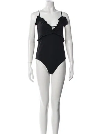 Pre-owned Evarae Ruffle Embellishment One-piece W/ Tags In Black