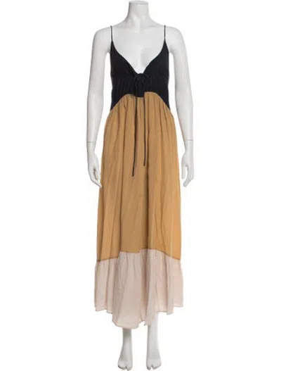Pre-owned Evarae Silk Long Dress In Gold