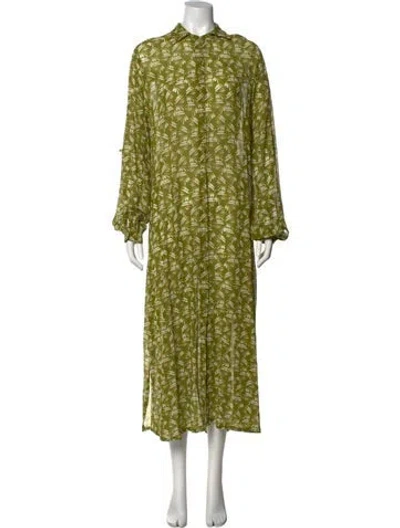 Pre-owned Evarae Silk Long Dress In Green