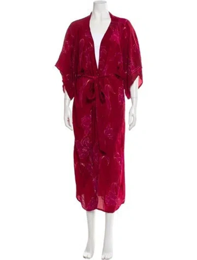 Pre-owned Evarae Silk Long Dress In Red