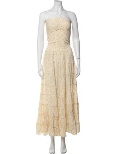 Pre-owned Evarae Silk Long Dress In Yellow
