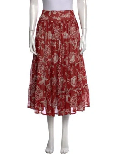 Pre-owned Evarae Silk Long Skirt In Red