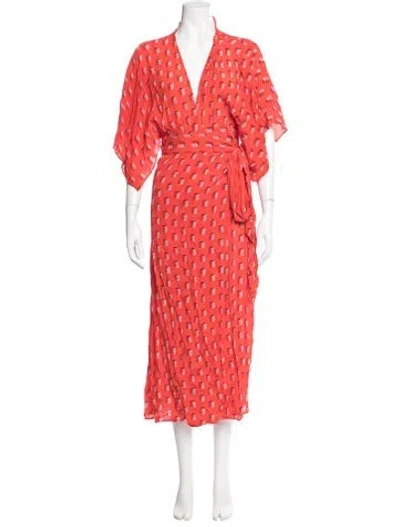 Pre-owned Evarae Silk Midi Length Dress In Red