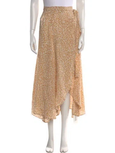 Pre-owned Evarae Silk Midi Length Skirt In Neutrals