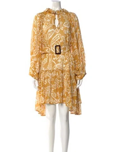 Pre-owned Evarae Silk Mini Dress In Yellow