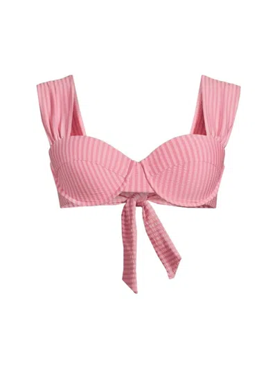 Evarae Women's Audrey Seersucker Bikini Top In Pink