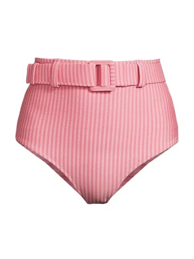 Evarae Women's Elena Seersucker Bikini Bottom In Pink