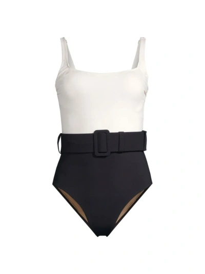 Evarae Women's Summer Reverie Cassandra Belted One-piece Swimsuit In Black Creme