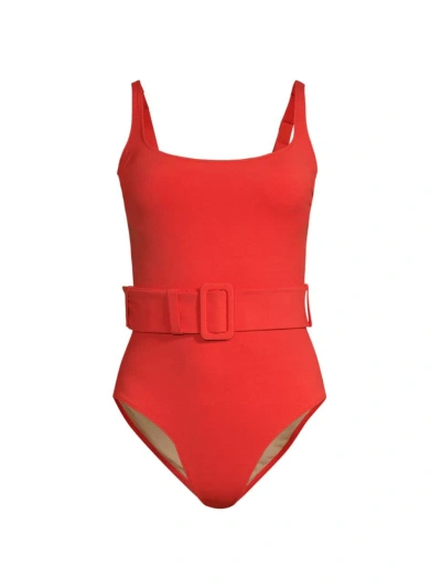 Evarae Women's Summer Reverie Cassandra Belted One-piece Swimsuit In Flame Scarlet