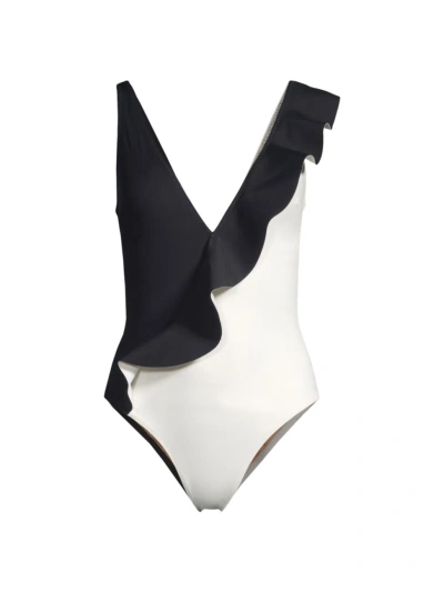 Evarae Women's Summer Reverie Two-tone One-piece Swimsuit In Nero Creme