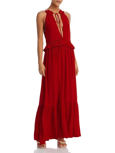 Evarae Womens Tie Neck Maxi Maxi Dress In Red