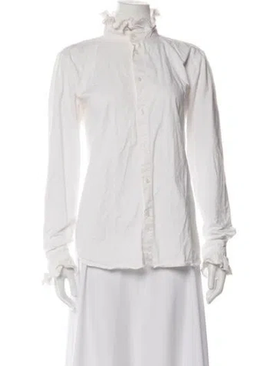 Pre-owned Eve Denim Long Sleeve Button-up Top In White