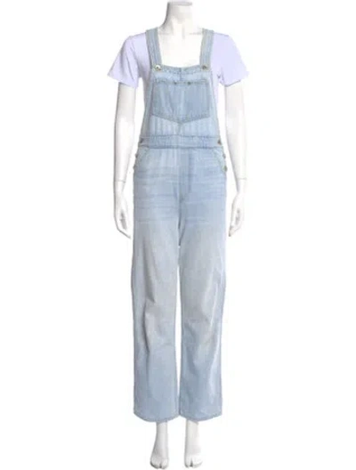 Pre-owned Eve Denim Square Neckline Jumpsuit In Blue