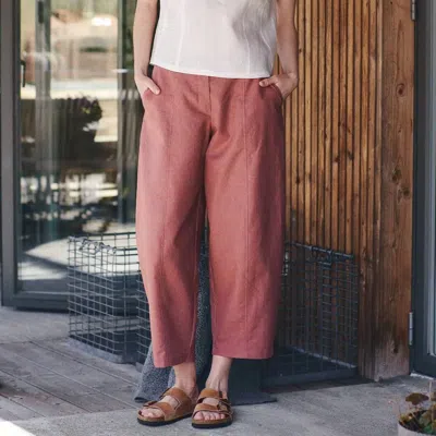 Eve Gravel Devi Linen High Waist Pants In Porto In Brown