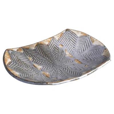 Pre-owned Evelyn & Jerome Ackerman Evelyn And Jerome Ackerman "snowflake" Ceramic Dish In Gray
