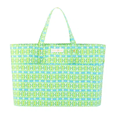 Evelyn & Kate Women's Green / Blue Georgia Mirror Quilted Zipper Tote In Multi
