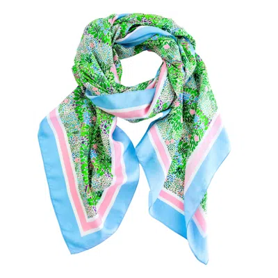 Evelyn & Kate Women's Green / Pink Elegant All Silk Scarf, Fresh Garden In Multi