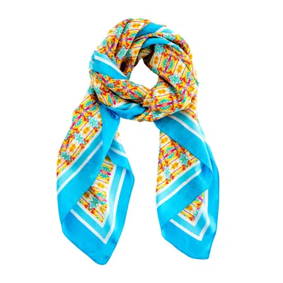 Evelyn & Kate Women's Orange / Blue Elegant All Silk Scarf, Orange Turtle Pattern In Multi