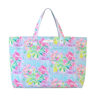 Evelyn & Kate Women's Pink / Purple / Blue Pink Peony Quilted Zipper Tote In Multi
