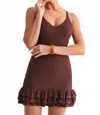 Evenuel Burnt Sienna Knit Mini Dress In Brown In Brown