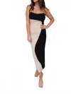 Evenuel Dual-tone Strapless Midi Dress In Multi In Multi