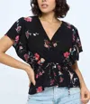 Ever B Elaina Floral Blouse In Black In Black