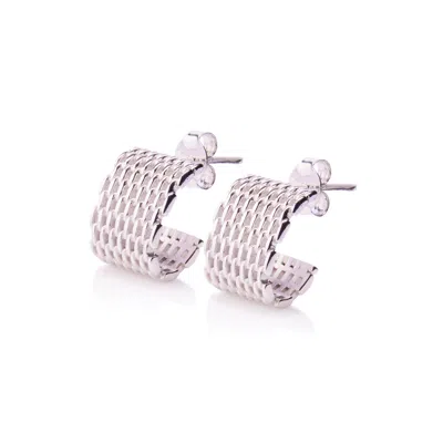 Ever Jewellery Women's Broadway Silver Hoop Earrings