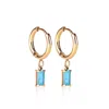Ever Jewellery Women's Gold / Blue Luxe Gold Aquamarine Drop Huggie Earrings In Gold